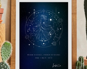 Custom Virgo Zodiac Constellation Print: Personalized Astrology Art (Digital Download)