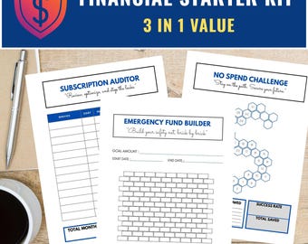 Financial Planner Bundle PDF | Budget Binder, Savings Tracker Kit, No Spend Challenge, Emergency Fund, Debt Payoff, Money Manager, A4 Letter