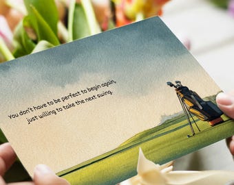 Golf Art Print | Encouragement Quote, New Beginnings (5x7 Printable JPG)