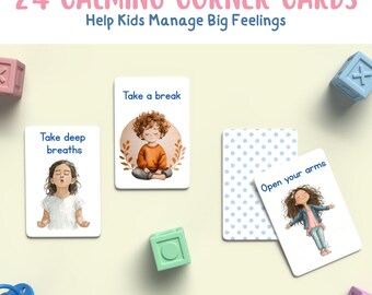 Calming Corner Cards Printable, Emotional Regulation Tool, Coping Skills Flashcards, Montessori Feelings, Anxiety Relief