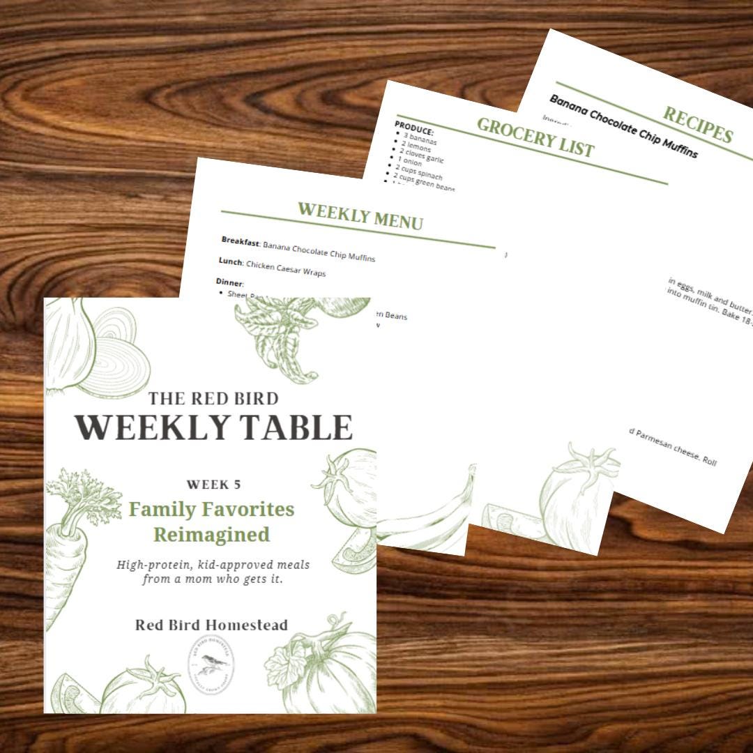 The Red Bird Weekly Table - Week 5 | Family Favorites Reimagined - Etsy