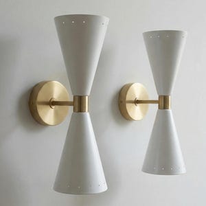 Mid Century modern Double Cone Wall Sconce: Accent Lighting | Plug in wall sconce | wireless wall sconce | pair of wall sconce wall light