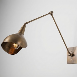 Brass swing arm Wall Sconce: Mid Century Modern adjustable Lamp | wall fixture | wall lamp | plug in wall sconce