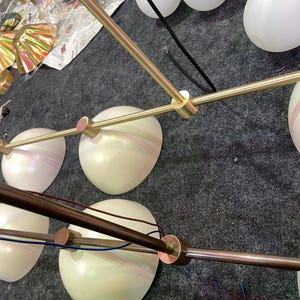 Mid Century Modern Linear Chandelier Light: Luxury 4-Light Brass Linear Pendant Light Fixtures for Living Room image 13