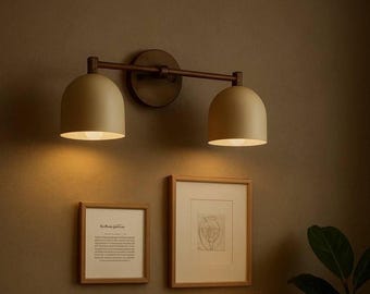 Bathroom Sconce Vanity Light Fixtures: Dual Dome Brass Vanity Lights Wall Sconces
