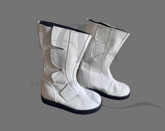 Handmade White Leather Cosplay Boots | Custom Costume Boots for Men & Women | Festival Anime Comic Con Shoes | Retro Sci-Fi Costume Footwear