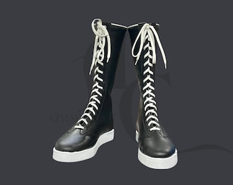 Botas de lucha libre profesionales negras / Zapatillas de ring con cordones hasta la rodilla / Equipamiento ligero para entrenamiento y rendimiento