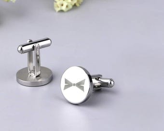 Gemelli da uomo in acciaio inossidabile argentato personalizzati