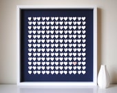 Wedding Guestbook Alternative - Personalized 3D Wedding Hearts - LARGE - For up to 240 guests (includes frame, instruction card & pens)