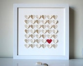 Wedding Gift, Personalized Framed 3D Song Hearts - your song lyrics or wedding vows (unique anniversary gift)