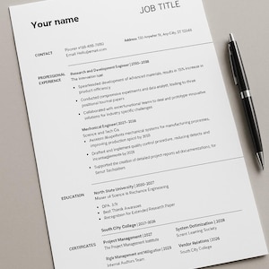 ATS Friendly CV Template | Professional Resume | Simple & Clean Design | Easy to Edit in Canva