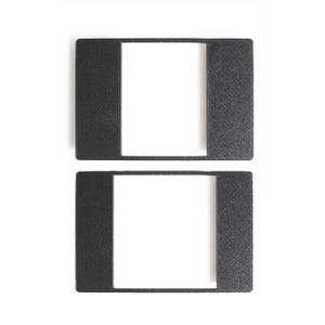 May include: Two black rectangular frames with a textured surface and a large rectangular opening in the centre. The frames are positioned one above the other against a white background.