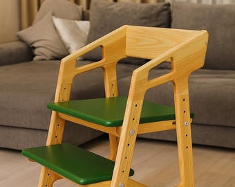 Adjustable Ash Wood Montessori Chair | Toddler to Teen kids chair handmade