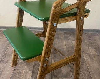 Adjustable Ash Wood Kids Chair | Montessori High Chair, Toddler to Teen