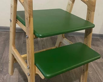 Adjustable Ash Wood Kids Chair | Handmade Montessori High Chair