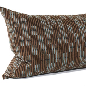Lumbar Pillow Cover Two Tone Brown and Turquoise Striped Upholstery Fabric Decorative Pillow Throw Pillow Cushion Cover
