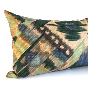 Southwestern Lumbar Throw Pillow Cover Blue Green Gold Decorator Fabric Decorative Oblong Throw Pillow Cushion Cover