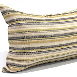 Olive Green and Grey Striped Throw Pillow Cover Decorative Upholstery Fabric Long Lumbar Pillow Headboard Pillow Cover Spring Decor