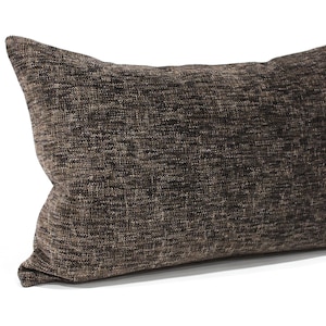 Brown and Black Chenille Lumbar Pillow Cover Upholstery Fabric Decorative Pillow Oblong Throw Pillow Cushion Cover Neutral Decor