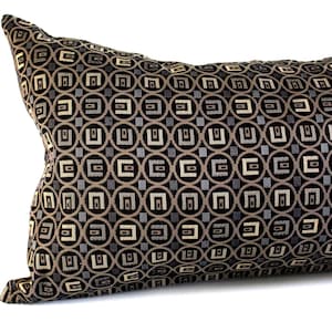 Black and Grey Modern Geometric Lumbar Pillow Cover Upholstery Fabric Decorative Oblong Throw Pillow Cushion Cover