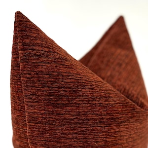 Rust and Brown Chenille Striped Throw Pillow Cover Upholstery Fabric Pillowcase