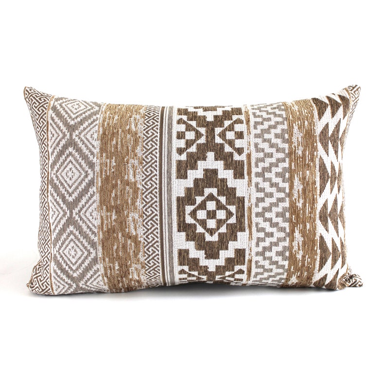 Lumbar Pillow Cover Beige Tan Southwest Striped Upholstery Fabric Decorative Pillow Oblong Throw Pillow Cushion Cover image 6