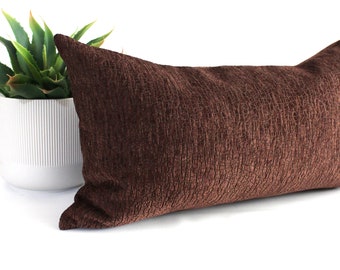 Funda de almohada lumbar Marrón oscuro Crackle Chenille Tela de tapicería Cojín decorativo Cojín Oblongo Funda de almohada