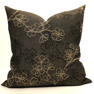 Black Beige Throw Pillow Cover Floral Upholstery Fabric Decorative Pillow Oblong Lumbar Pillow Cushion Cover