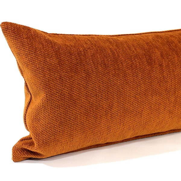 Lumbar Pillow Cover Rust Chenille Solid Upholstery Decorative Oblong Throw Pillow Cushion Cover