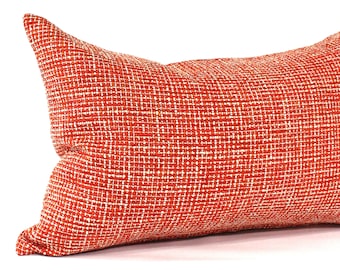 Lumbar Pillow Cover Orange Coral Modern Tweed Upholstery Fabric Decorative Pillow Oblong Throw Pillow Cushion Cover Tropical Decor