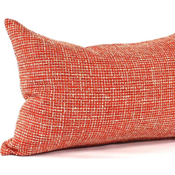 Lumbar Pillow Cover Orange Coral Modern Tweed Upholstery Fabric Decorative Pillow Oblong Throw Pillow Cushion Cover Tropical Decor
