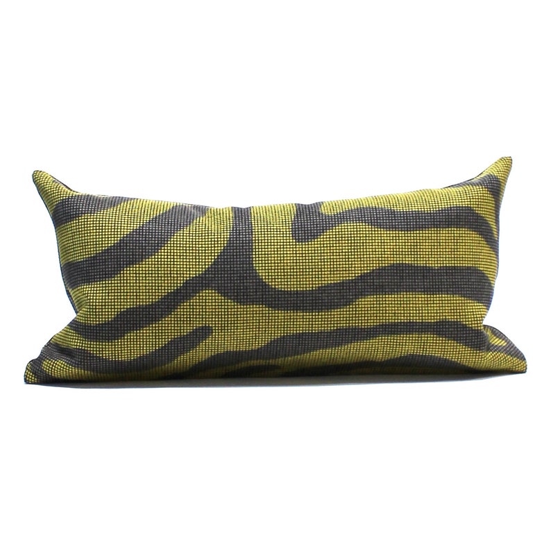 Lumbar Pillow Cover 8x16 Petite Lumbar Green Brown Faux Zebra Animal Skin Upholstery Fabric Throw Pillow Cover Decorative Pillow Mini Pillow image 1