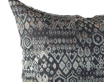 Lumbar Pillow Cover 12X18 Charcoal Grey Turquoise Tan Southwest Upholstery Decorative Oblong Throw Pillow Cushion Cover