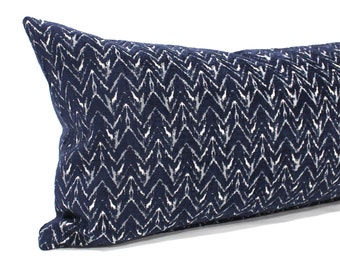 Lumbar Pillow Cover 12x24 Navy Blue Chevron Chenille Upholstery Fabric Decorative Pillow Oblong Throw Pillow Cushion Cover Modern Decor