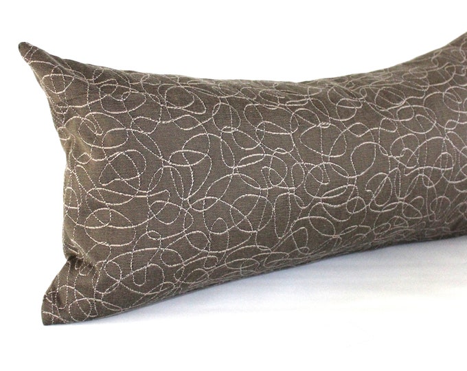 Lumbar Pillow Cover Grey Green Modern Tweed Upholstery Fabric
