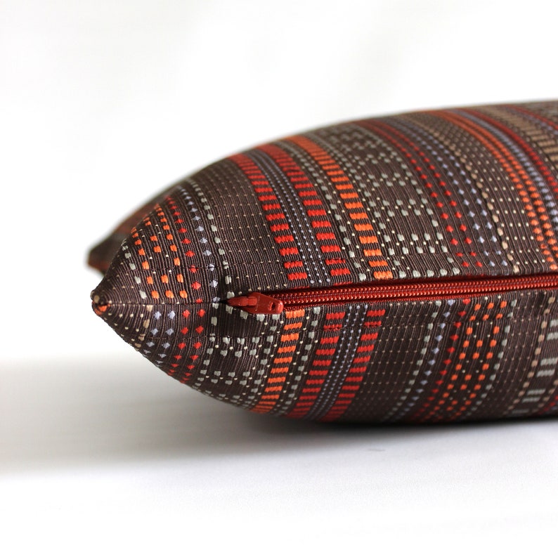 Lumbar Pillow Cover Rust Brown Throw Pillow Covers Stripe Upholstery Fabric Oblong Decorative Pillow 14x26 12x24 12x21 12x18 12x16 10x20