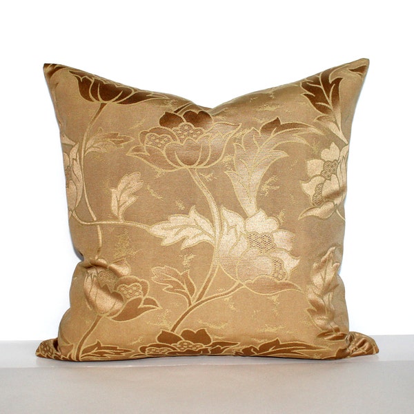 RESERVED FOR TERRY / Lumbar Pillow Cover Gold Beige Floral Upholstery Throw Pillow Cover Oblong Decorative Pillow 20x20 12x18