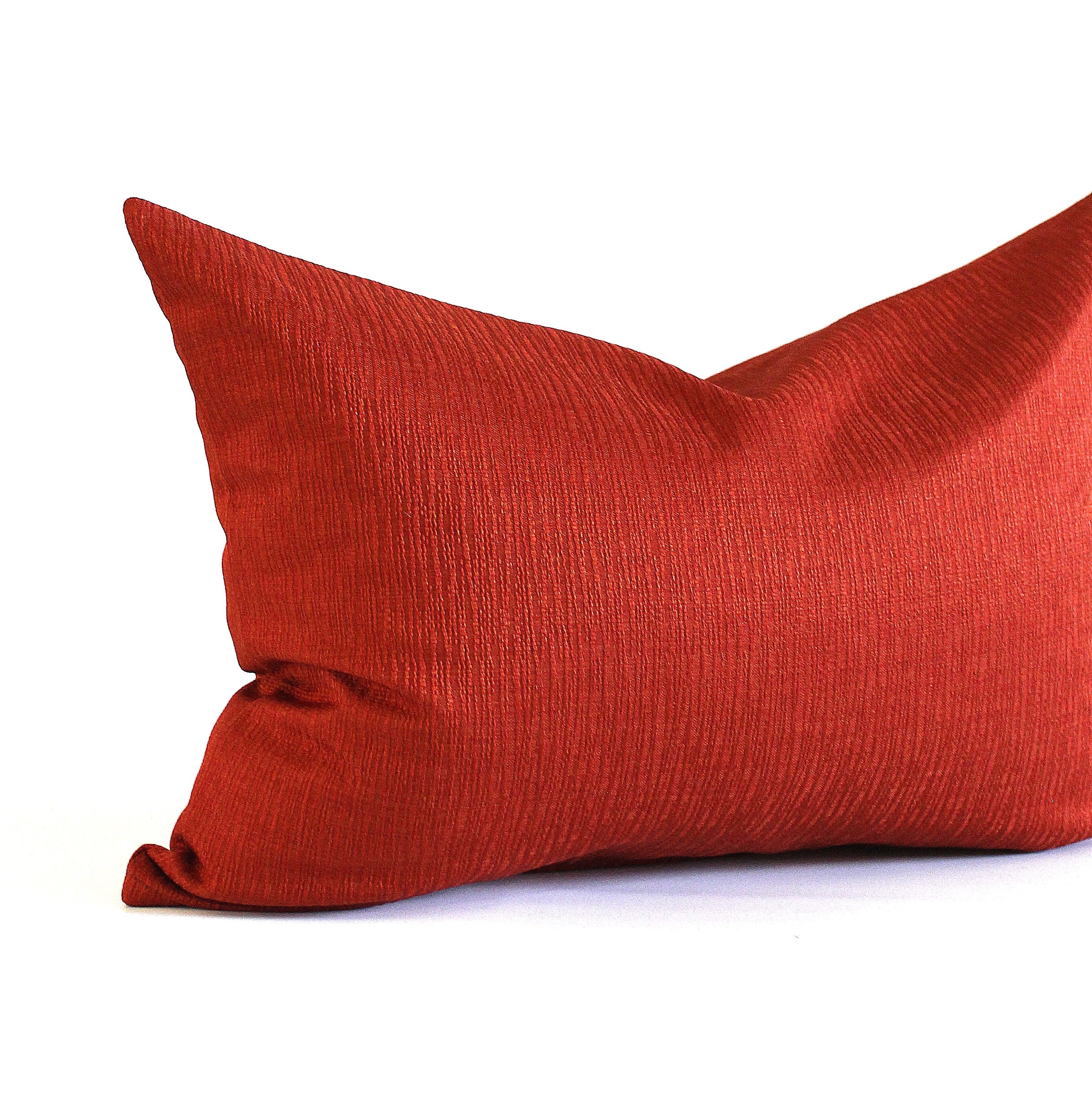 Lumbar Pillow Cover 12X18 Brick Red Solid Textured Upholstery Etsy