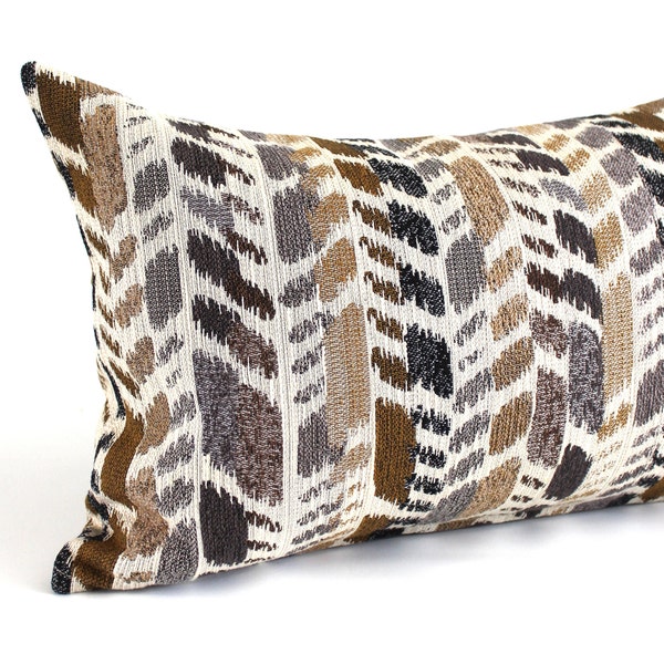 Lumbar Pillow Cover Grey Rust Brown Southwest Striped Upholstery Fabric Decorative Pillow Oblong Throw Pillow Cushion Cover