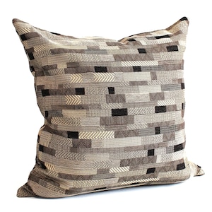 Fodera per cuscino in ciniglia a righe marrone e beige, tessuto per tappezzeria, federa quadrata e lombare