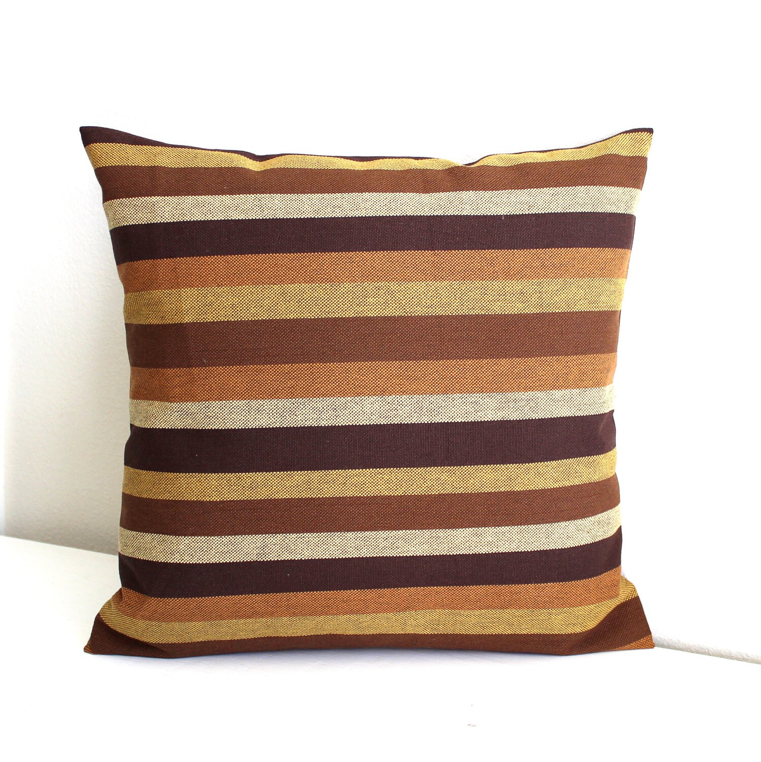 Rust Brown Gold Pillow Cover Stripe Upholstery Fall Decor Etsy