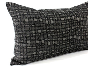 Lumbar Pillow Cover Charcoal Grey Pebble Upholstery Fabric Decorative Oblong Throw Pillow Cushion Cover Modern Furnishings Neutral Decor