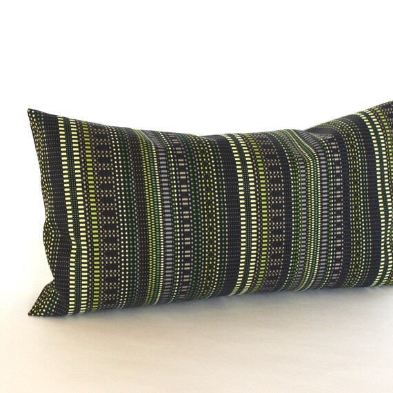Lumbar Pillow Cover Green Brown Throw Pillow Cover Stripe Etsy