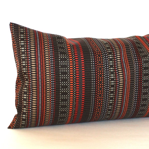 Lumbar Pillow Cover Rust Brown Striped Upholstery Fabric Decorative Oblong Throw Pillow Cushion Cover Modern Decor Fall Furnishings