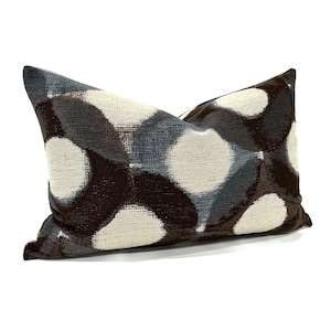 Moody Blue and Brown 12x18 Lumbar Pillow Cover Modern Circles Upholstery Fabric Decorative Oblong Throw Pillow Cushion Cover