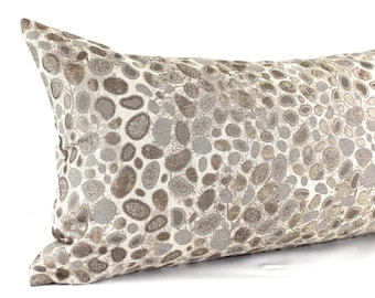 Funda de almohada lumbar, tela de tapicería de adoquines de oro gris, almohada decorativa, funda de cojín de almohada oblonga