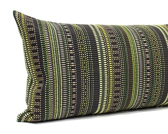 Lumbar Pillow Cover Green Brown Stripe Upholstery Fabric Decorative Oblong Throw Pillow Cushion Cover Modern Decor Furnishings