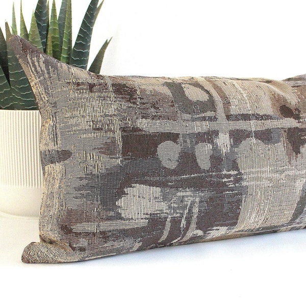 Lumbar Pillow Cover Brown Beige Gray Modern Abstract Earth Tone Upholstery Fabric Decorative Pillow Oblong Throw Pillow Cover Neutral Decor