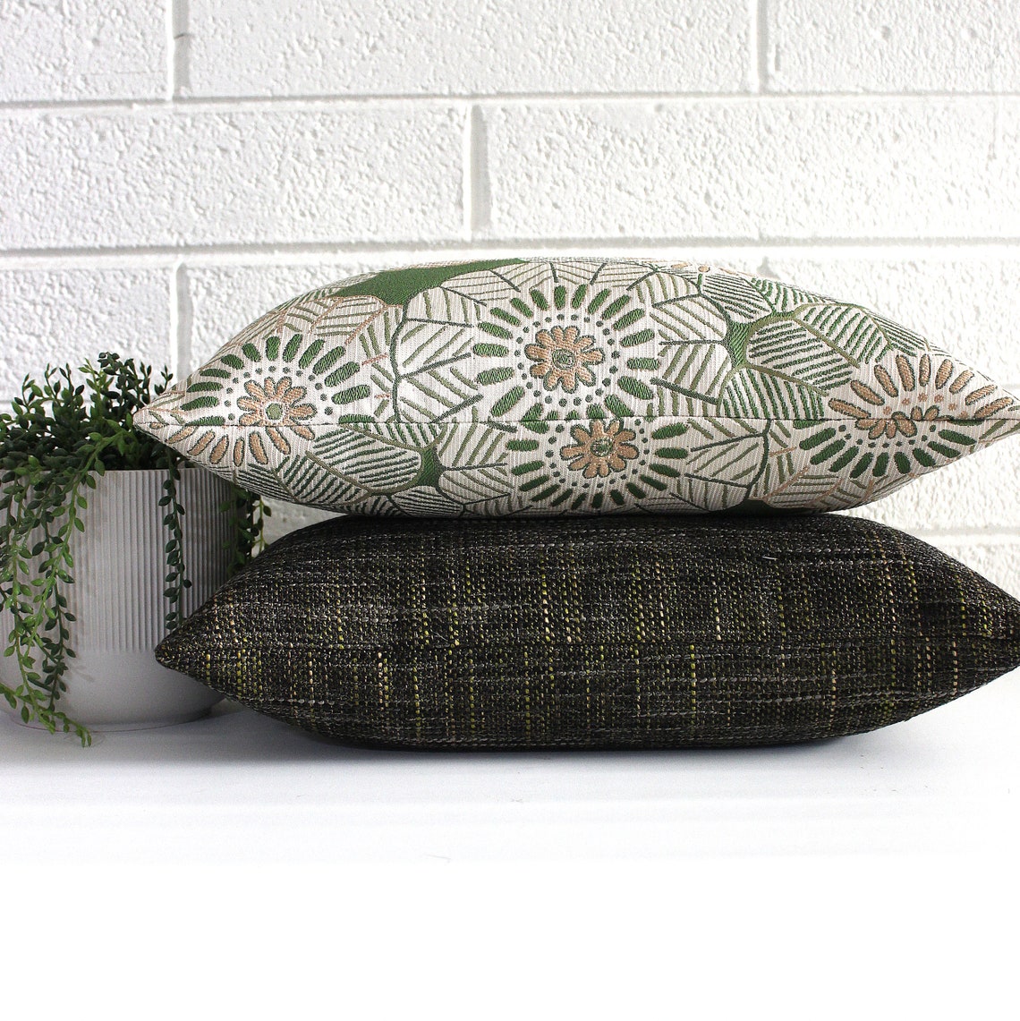 Kelly Green Pillow Cover Floral Upholstery Spring Decor Etsy