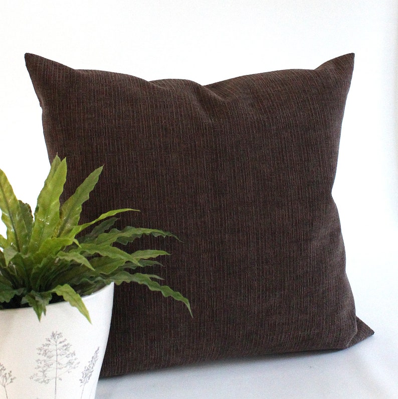 Lumbar Pillow Cover Dark Chocolate Brown Textured Upholstery Etsy